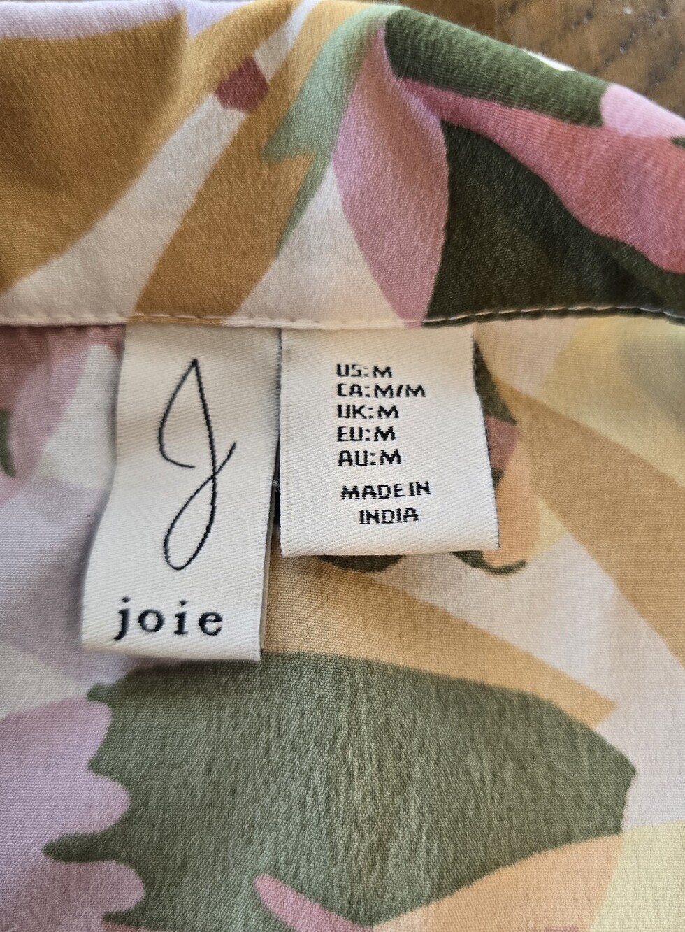 Joie Abstract Floral Yellow Green Print Long Sleeve Pajama Shirt M - Picture 6 of 7